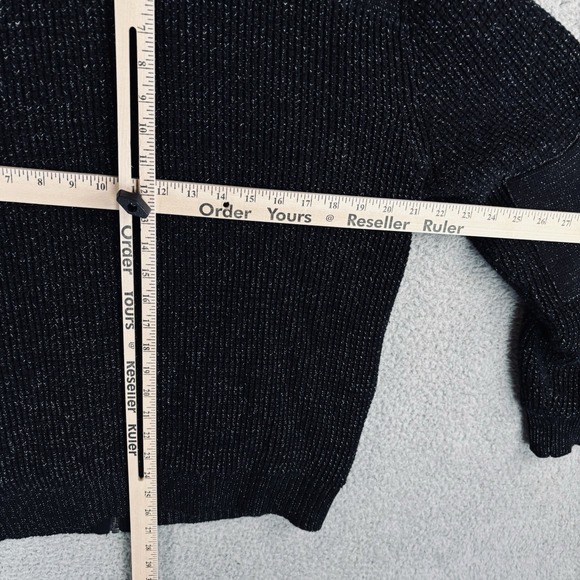 32 Bar Blues Sweater Jacket Mens M Full Zip Long Sleeve Pocket Distressed Black - Picture 6 of 7